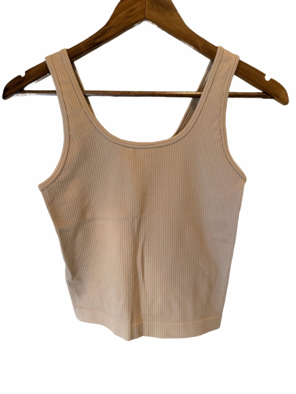 INC International Concepts Cream Ribbed Scoop Neck Tank